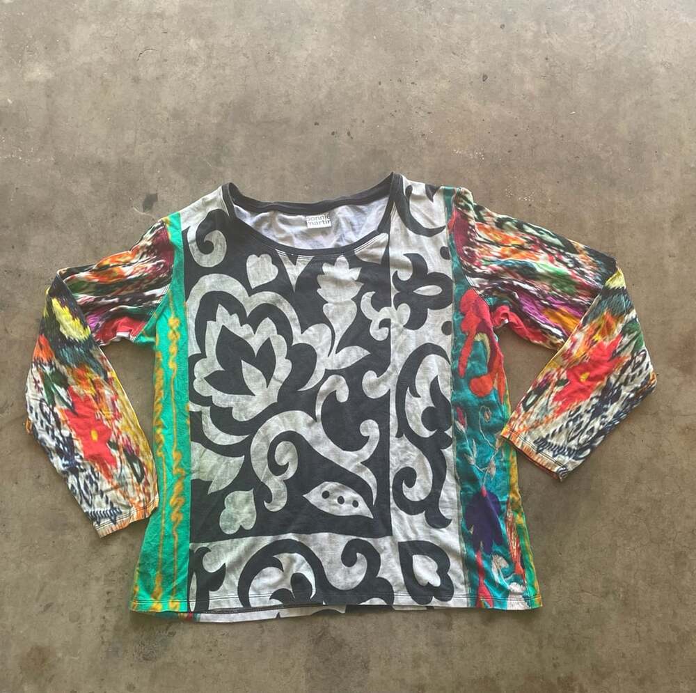 Vintage Bonnie Martin mixed print baroque Long Sleeve